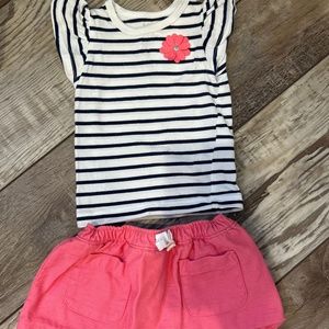 Carter’s Navy/ White Floral Flutter Top & Pink Skort Set Size 3M